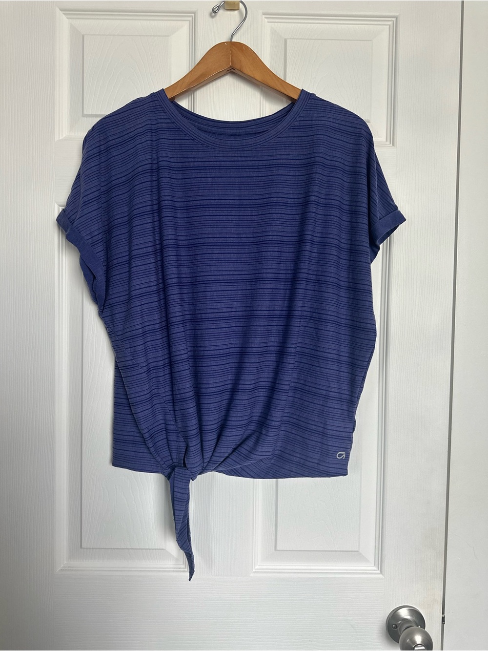 Women’s Purple Tie-Front Short Sleeve Top